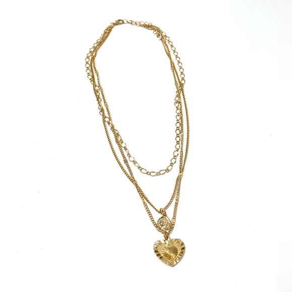 New Free People Layered Gold Heart Necklace - Picture 2 of 4